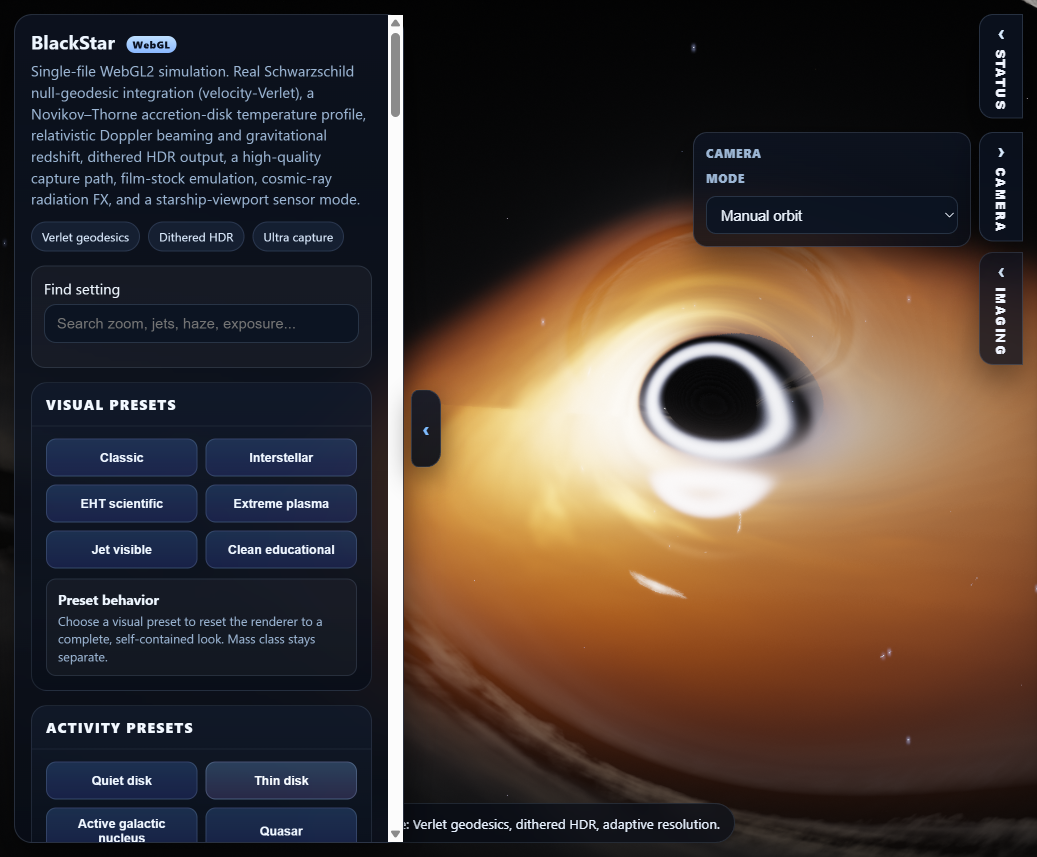 Blackstar black hole simulation preview